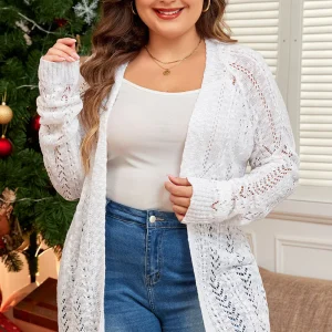 Cardigan en Maille à Oeillets de Grande Taille