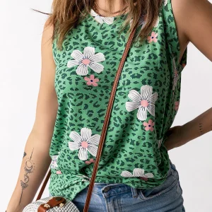 Débardeur fleuri à col rond
