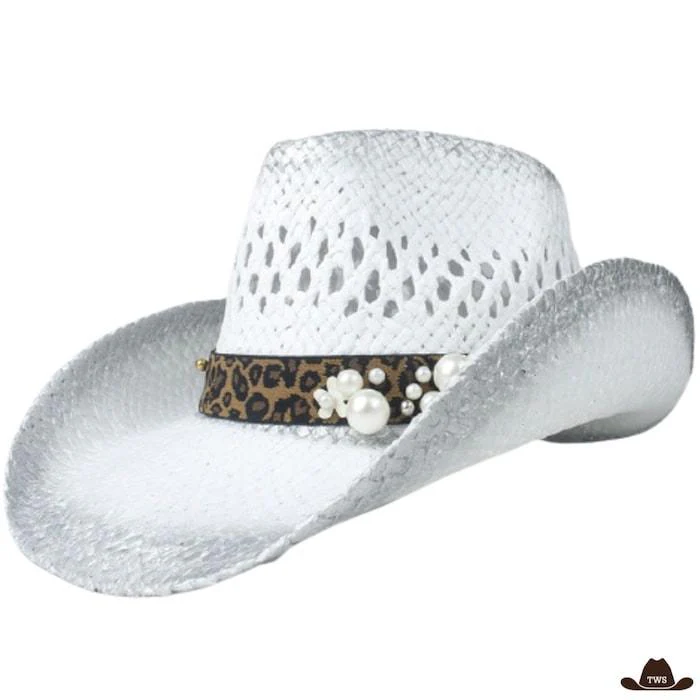 Chapeau Western Blanc Avec Bourdalou – Image 2