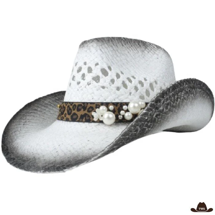 Chapeau Western Blanc Avec Bourdalou – Image 3