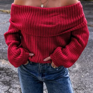 Pull en tricot a épaules dénudées