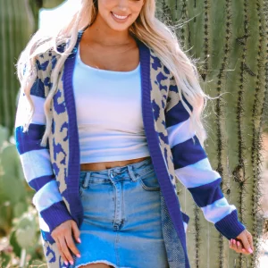 Cardigan imprimé léopard a manches rayées