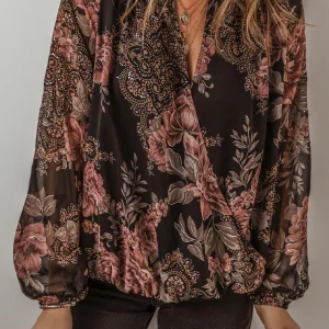 Blouse a manches ballon et imprimé floral