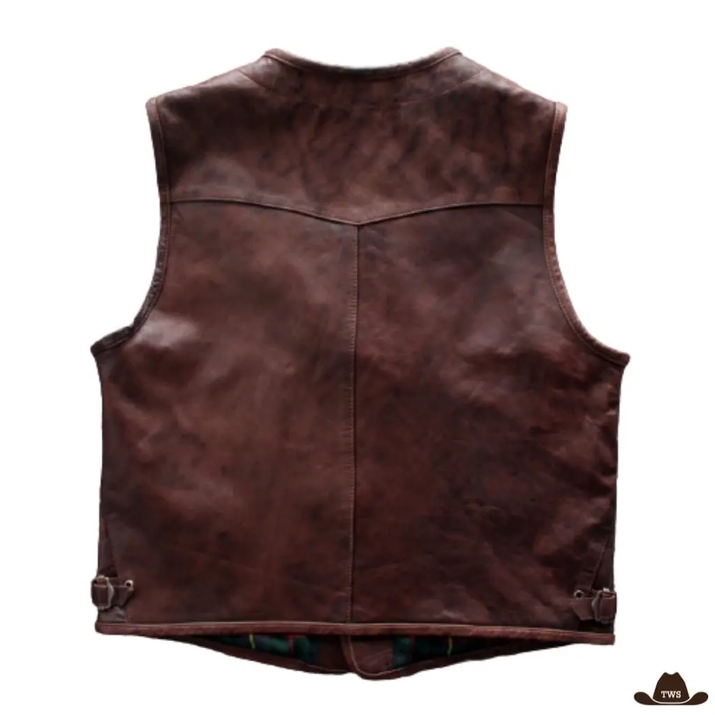 Gilet Sans Manches Cuir Homme Style Western - L et 3XL - Bon Plan – Image 3