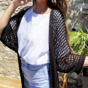 Gilet mi-long mailles filet