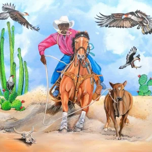 Peinture Western "The Caracaras Cow-Boy"
