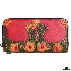 Portefeuille en Cuir à Fleurs