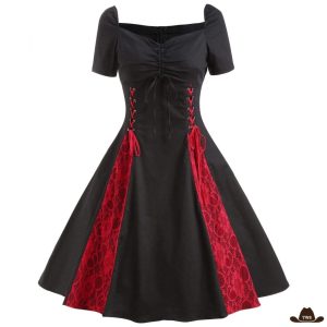 Robe Longue Western Rouge et Noire