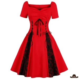 Robe Western Froufrous Rouge et Noire